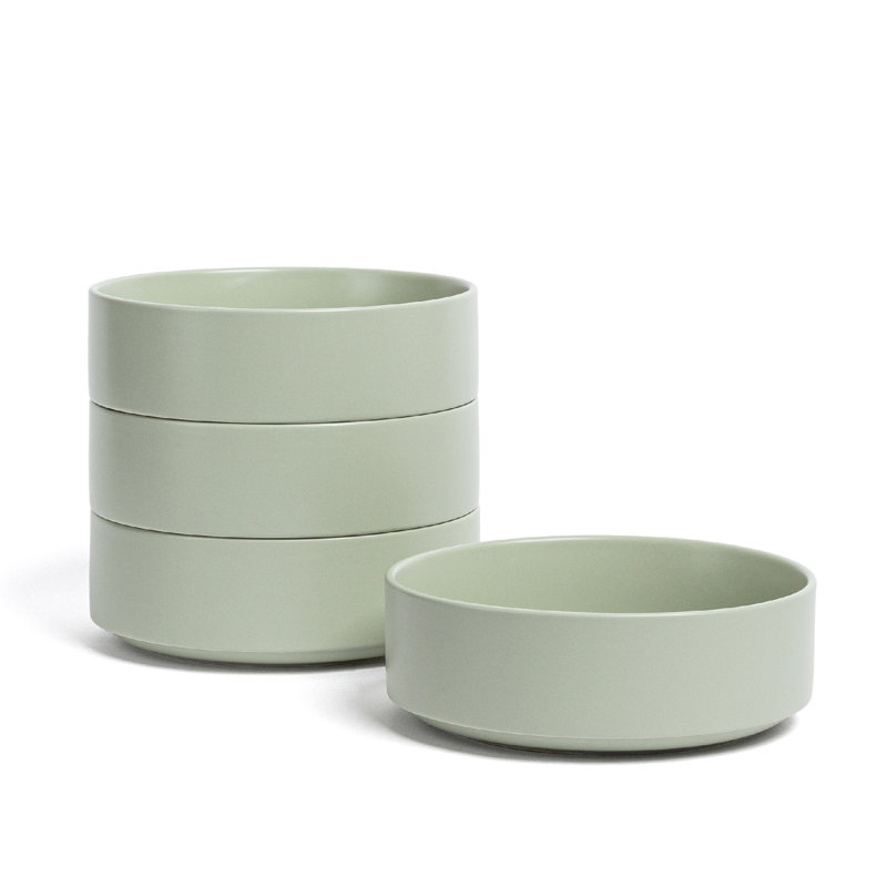 Stackable over&back Semi Hand-Finished Stoneware Cereal Bowls, Green