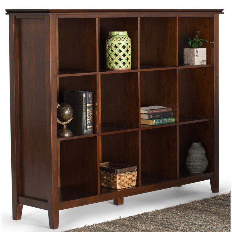 Russet Brown Solid Wood 12 Cube Storage Bookcase