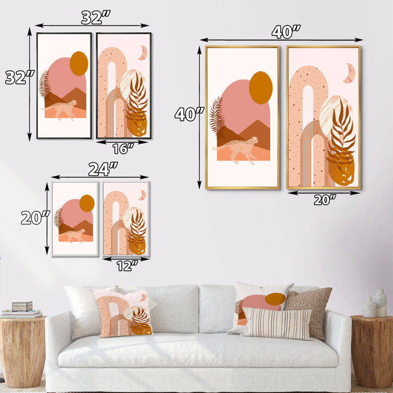 Tropical Boho Wildlife Decor II - ensemble de 2 reproductions, H 32 po x l 32 po x P 1 po, Toile avec cadre brun