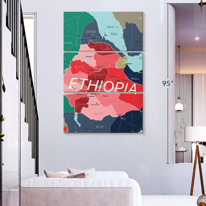 Aliaz Ethiopia Detailed Map, 23" H x 14" W