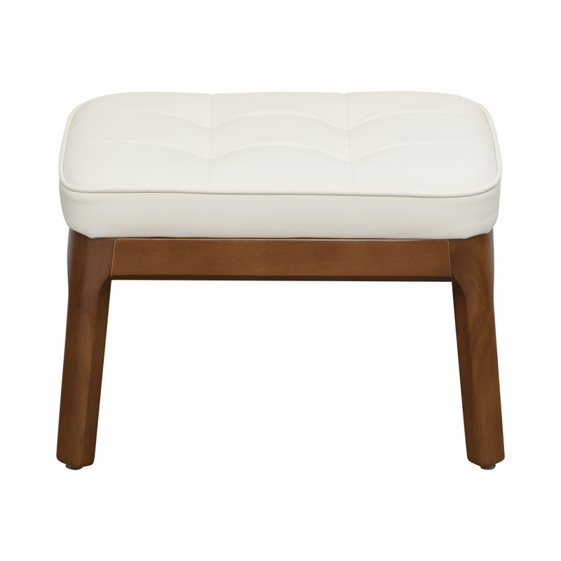 Faux Leather Upholstered Solid Wood Ottoman Waterfall Entryway Bedroom Bench, Brown