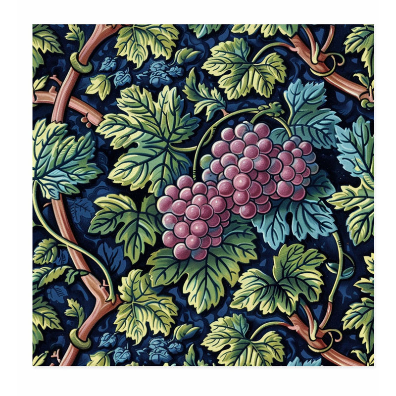 «Botanical William Morris Grapes II», reproduction d'art classique sans cadre, H 28 po x l 28 po