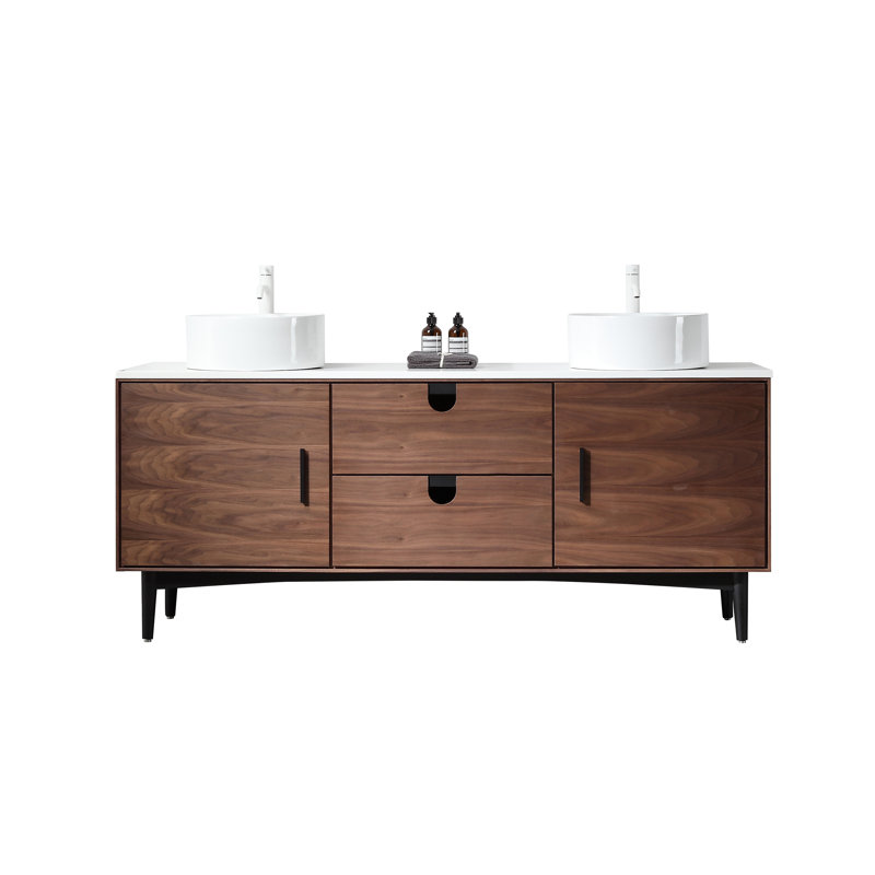 Portree 72" W Double Vanity, Walnut