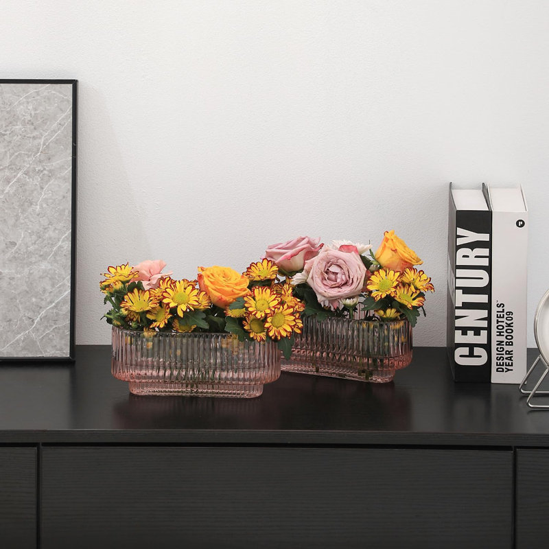 Vase de table en verre Wahidullah, Rose