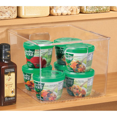 mDesign Plastic Storage Organizer Large Kitchen Container Bin - 2 Pack - Clear