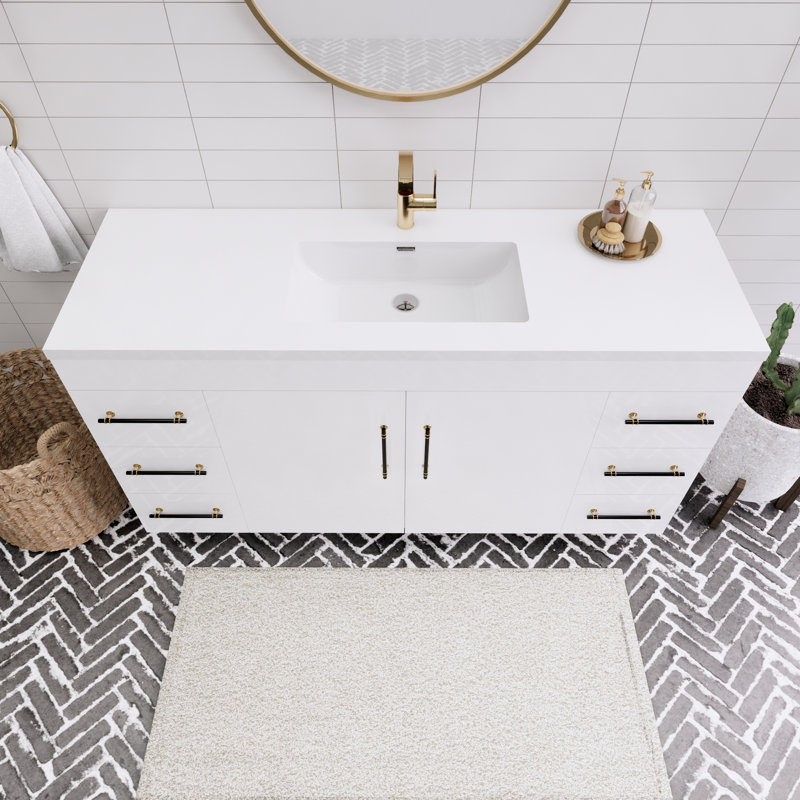 Spring 60" Single Sink Bathroom Vanity, Gloss White