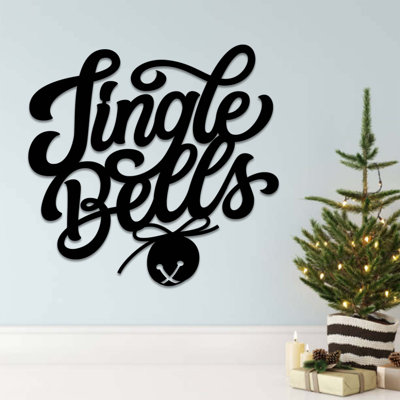 Jingle Bells Script Metal Wall Art - Christmas Holiday Decor - Festive Musical Script Design - Modern Calligraphy Style Wall Hanging - Industrial Metal Sculpture - Seasonal Home Decoration - Bold Statement Art Piece