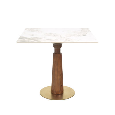 Modern Square Sintered Stone Conference Table With Solid Wood Base