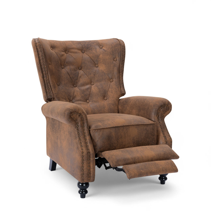 Buttoned Carmona Wingback Recliner Chair, Brown