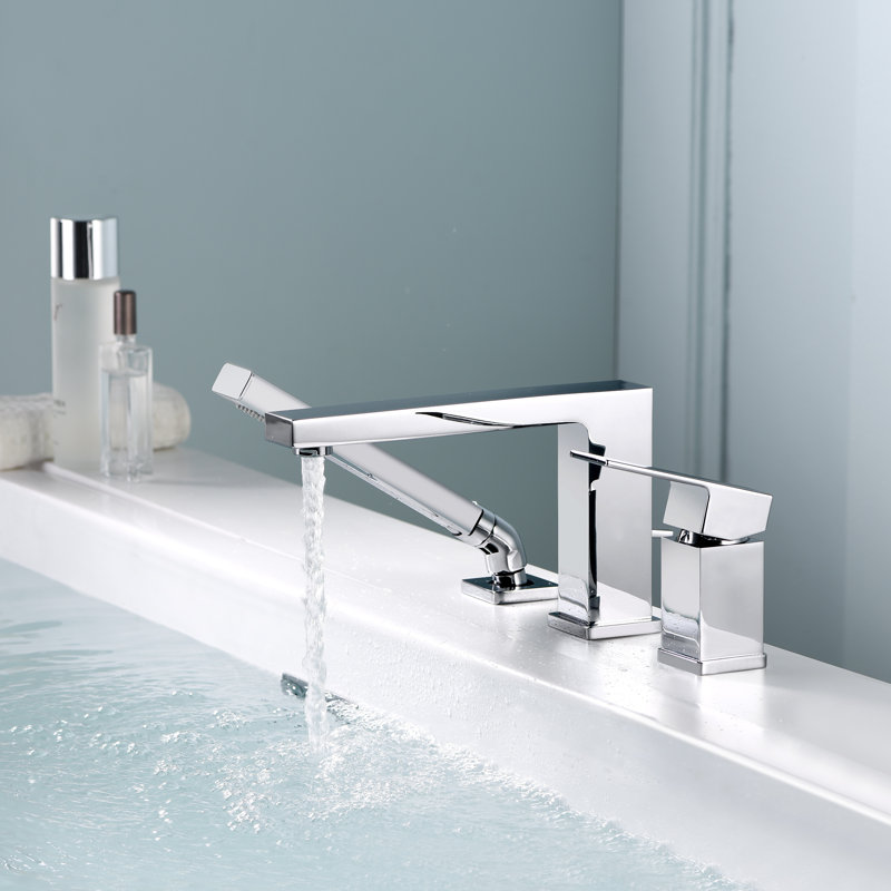 Robinet de baignoire romaine monocommande à fixation sur le comptoir, Chrome
