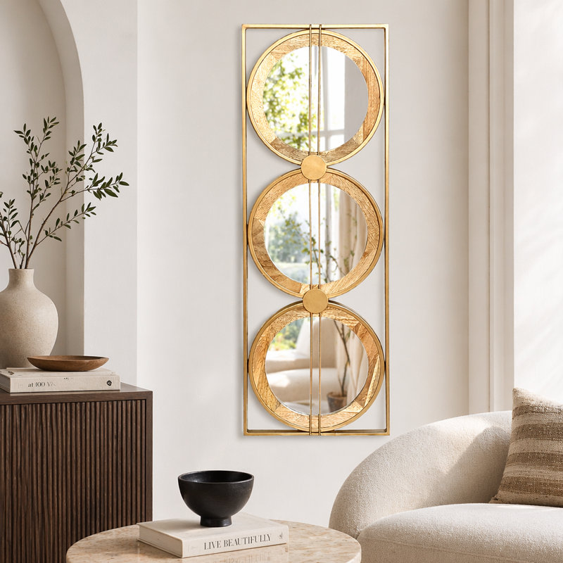 Miroir mural dans un cadre rectangulaire doré, décoration murale pour la maison
