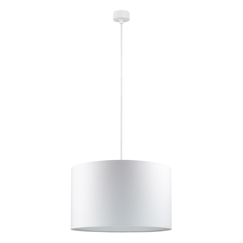 Mika 1 - Light Drum Pendant, White, White, 24cm x 50cm x 50cm
