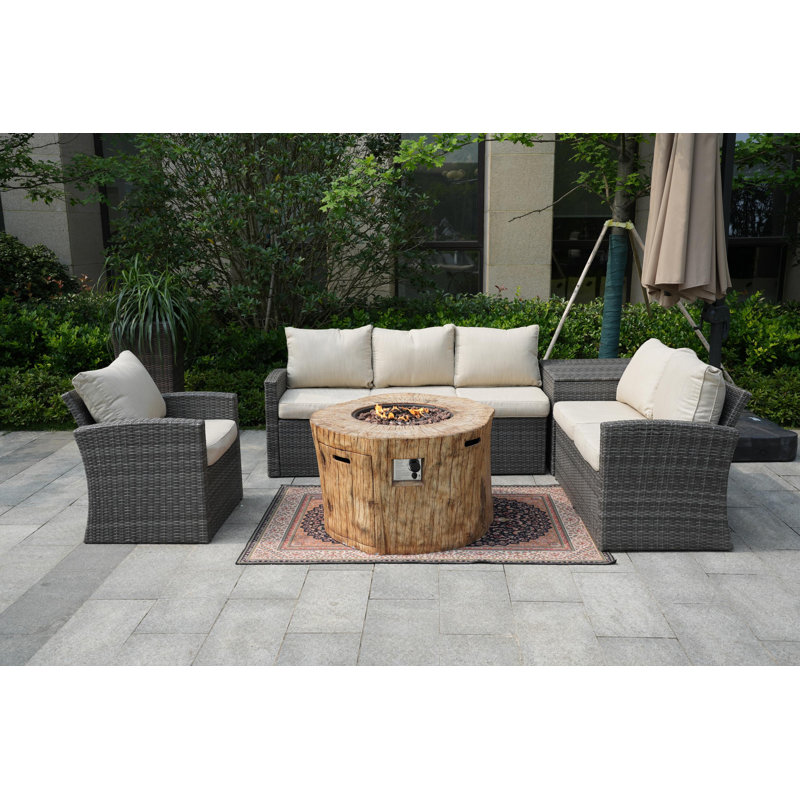 6 - Person Patio Conversation Set with Cushions, Gray
