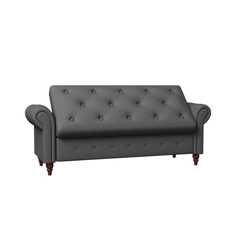 63" Bed Bench Soft Fabric, Dark Gray