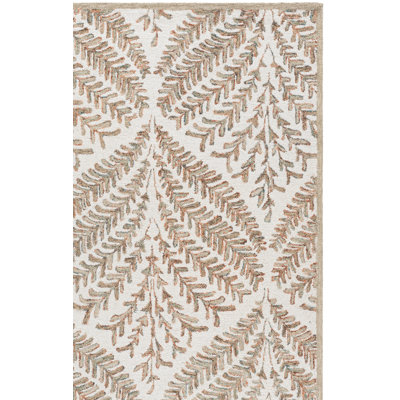 Ikat Handmade Tufted Wool Ivory / Brown Area Rug