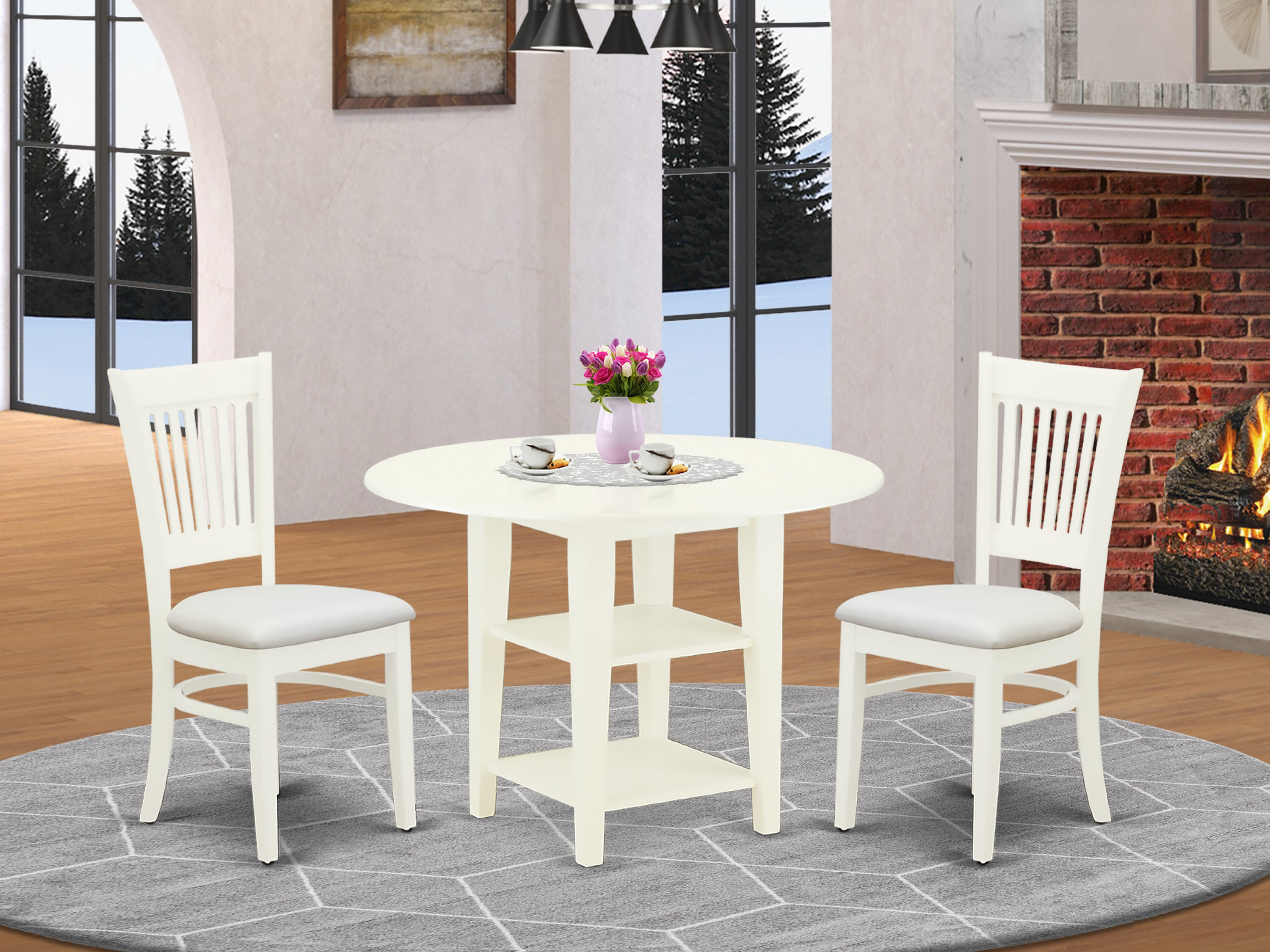 Wildon Home Eusden Drop Leaf Rubberwood Solid Wood Dining Set