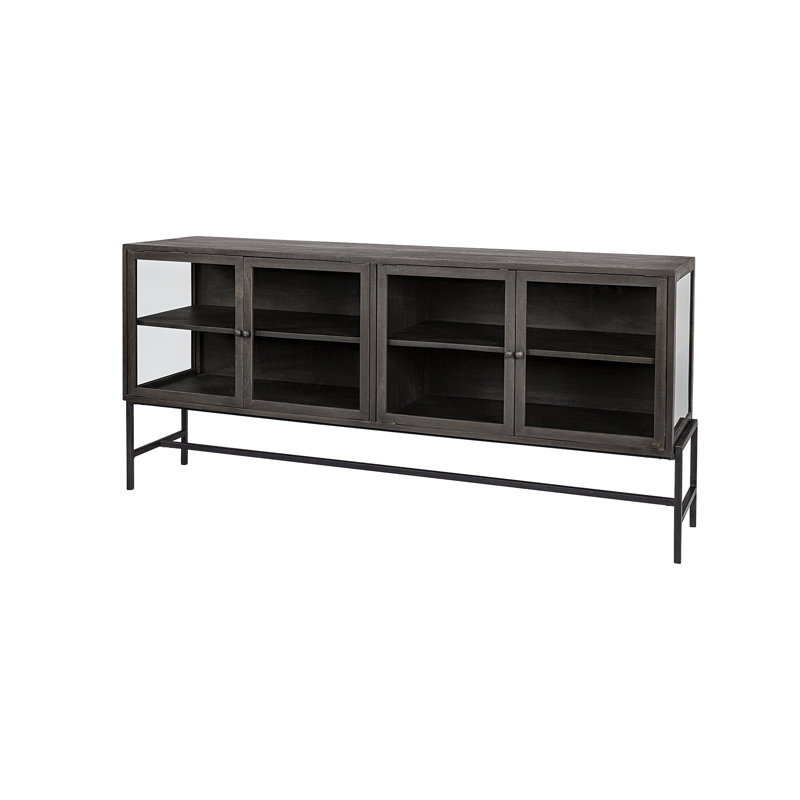 Arelius 70'' W Solid Wood Sideboard, Black/Dark Brown