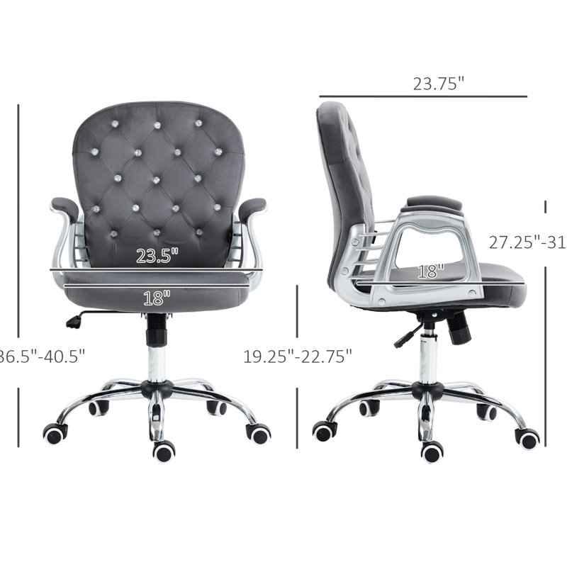 Chaise de bureau, support ergonomique gris foncé, rembourrage respirant, bouton de chaise de bureau pivotant à hauteur réglable, hauteur réglable, inconfort réduit