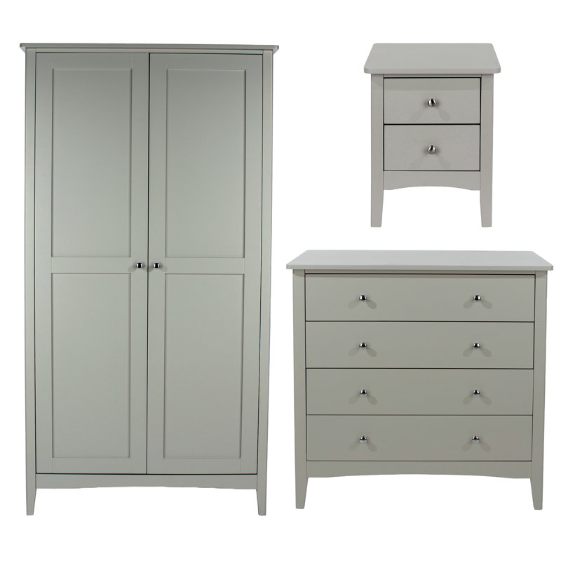 Como , 3 Piece Painted Bedroom Set, Grey