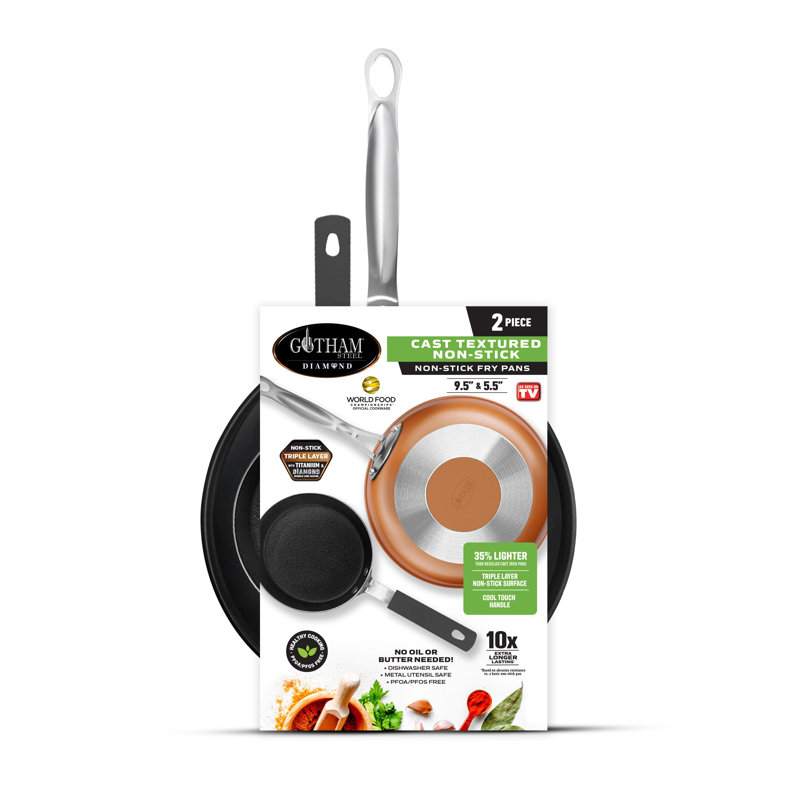 Gotham Steel Copper Cast Textured 5.5" and 9.5" Fry Pan Set