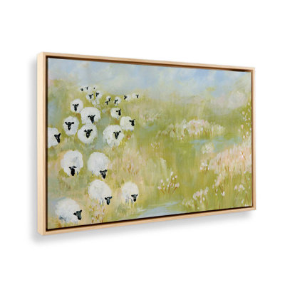 «Wildflower Woods Sheep in Pasture» par Yvette St. Amant, reproduction d'art sur toile
