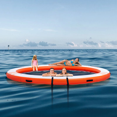Inflatable Floating Dock ø10FT Water Dock Platform with ø8FT Mesh Pool