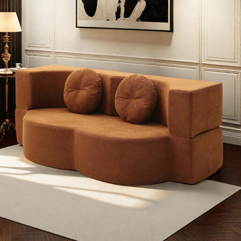 Canapé-lit pliable simple avec oreiller, Orange