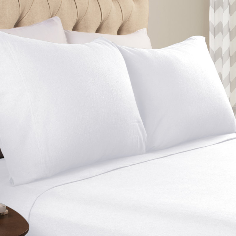 Modern All Season Solid Flannel Cotton Pillowcase, King Pillowcase, White
