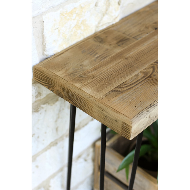 Console 60 po en bois récupéré avec pieds en épingle à cheveux en métal noir, Naturel, H 30 po x l 60 po x p 12 po