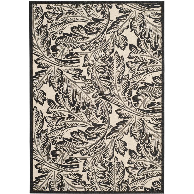 Tapis d'intérieur / extérieur floral Clapperton Performance, Rectangle 6 pi 7 po x 9 pi 6 po