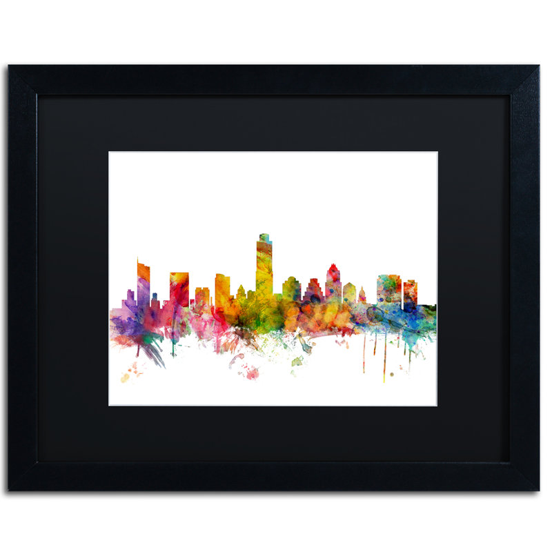Horizon austin texas, impression encadrée, H 16 po x l 20 po x P 0,5 po, Noir, Cadre noir