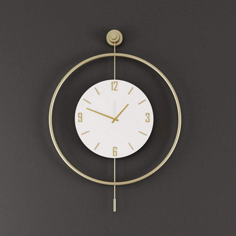 Horloge murale élégante en métal, finition dorée, 22,8 po x 31,5 po x 2,8 po | Fabrication 100% métal, poids léger de 5,5 lb | Parfait pour le salon, le bureau et la maison, et pour une montre élégante et fonctionnelle