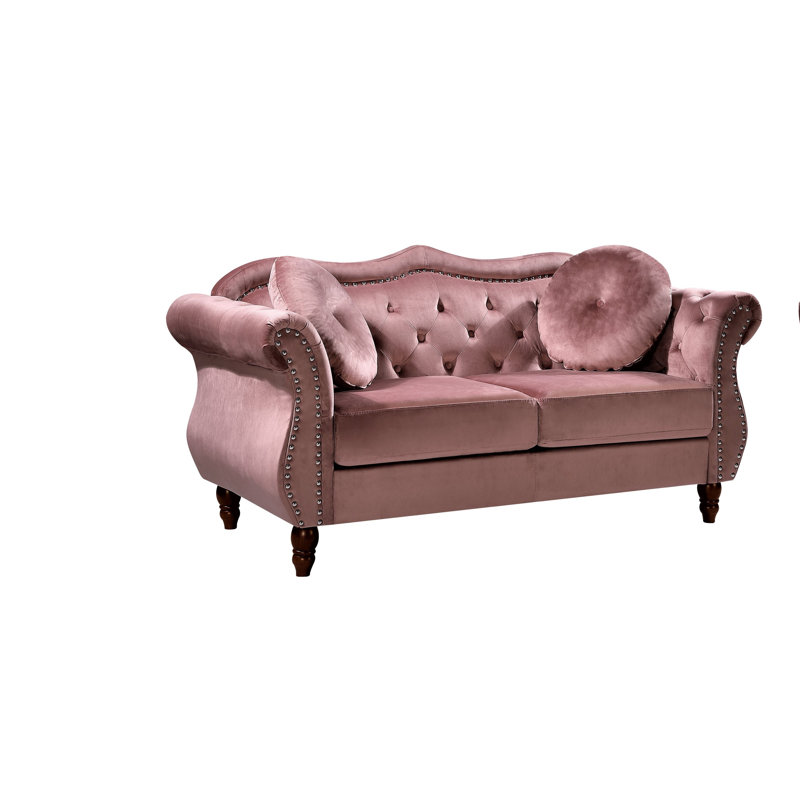Evianna 65.5'' Velvet Loveseat, Rose