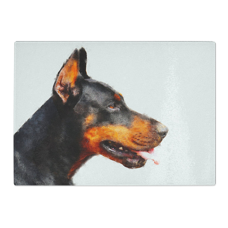 Tempered Glass Magnificent Doberman Dog Chopping Board, 20 cm x 28.5 cm