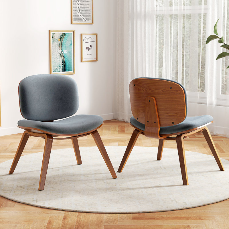 Upholstered Accent Chair, Dark Grey Polyester/Brown