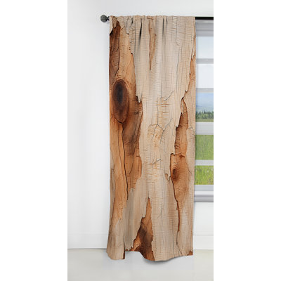 Nature Curtain Panel, Tree Bark Texture Blackout Decor - Brown Tree Bark Essence IV