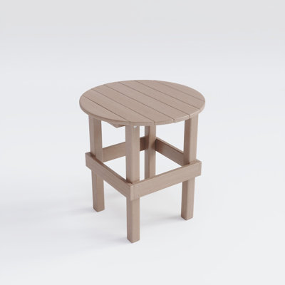  Composite Round Outdoor Table, Weathered-Wood