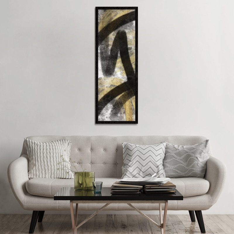 Striking Marks Neutral II 1 Piece Painting on Canvas, 152.4cm H x 50.8cm W x 3.81cm D, Black Framed