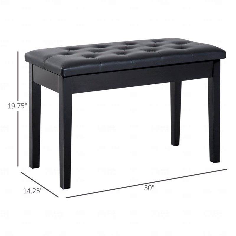 Banc de piano, banc de piano, fauteuil de piano en duo, Noir, Noir