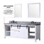 Meuble-lavabo double blanc 80 po L, surface en quartz gris, robinet inclus, miroir large avec