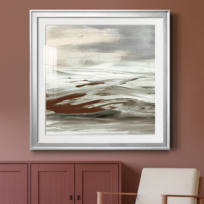 Terre Tumultueuse - peinture encadrée, Papier avec cadre argenté, H 30,5 po x l 30,5 po x P 1,5 po