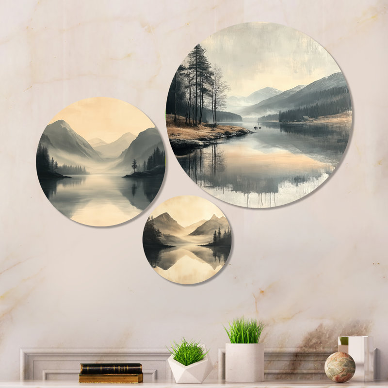 Décoration murale 3 panneaux gris en métal «Minimalisme» Norvège