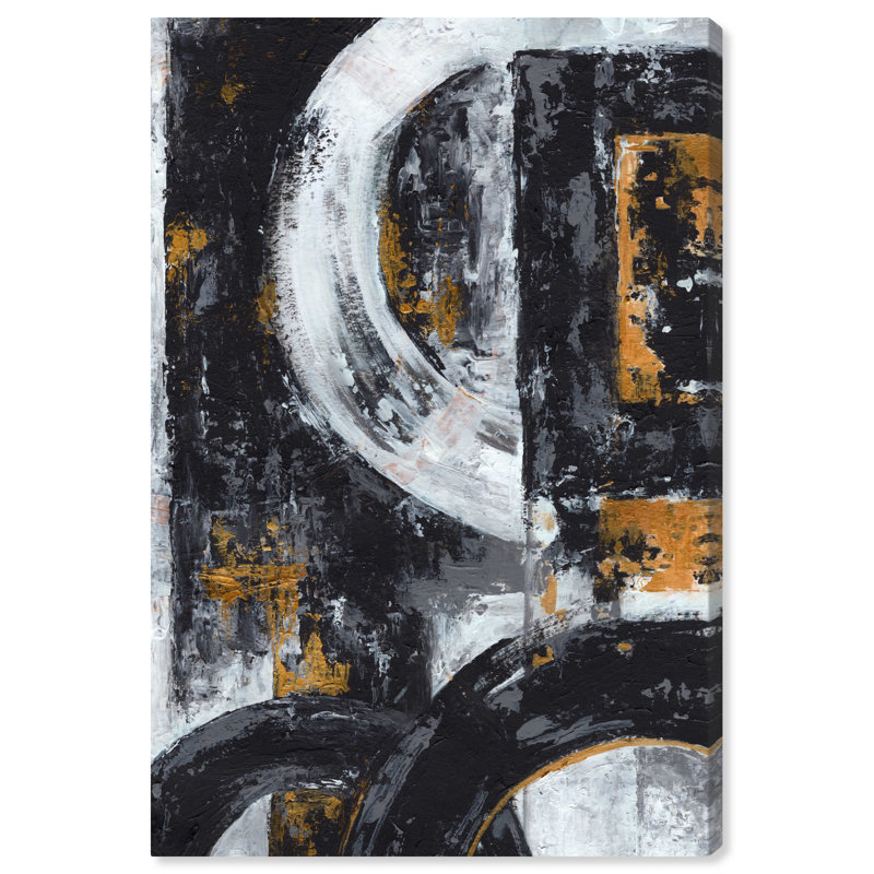 Masculine Abstract Black and White Canvas Wall Art, 10" x 15"