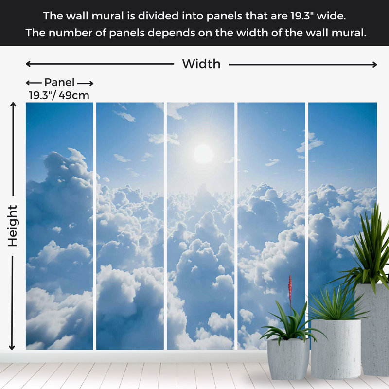 Murale paysage pelez et collez - Rayons de soleil chauds, L 55 po x l 77 po