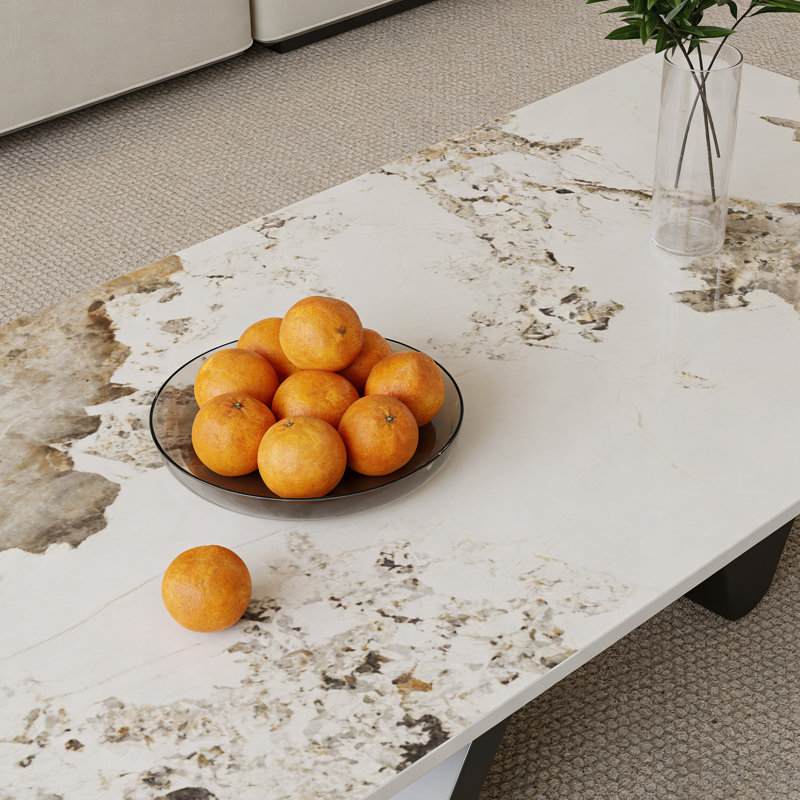 Table basse Modern, H 15,74 po x L 47,24 po x l 23,62 po, Blanc/taupe, Noir