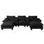 Canapé modulaire Cloud, canapé voilier en forme de U avec porte-gobelets et rangement, port USB, 2 repose-pieds et 2 coussins, chenille pour appartement et salon-1815176933
