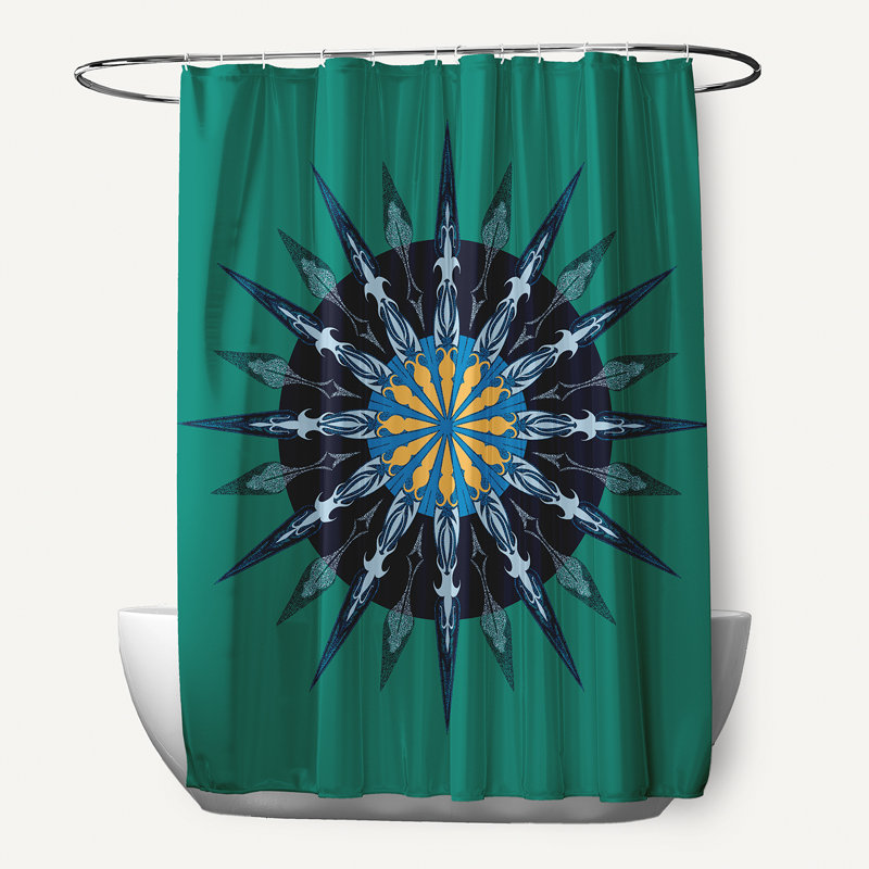 Hancock Geometric Shower Curtain, Green