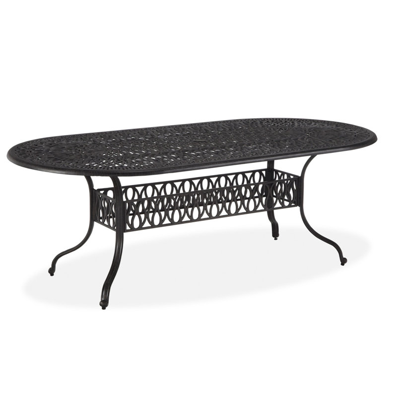 Yates Oval Outdoor Dining Table With Umbrella Hole , 84'' in. W 42'' in. D, Charcoal