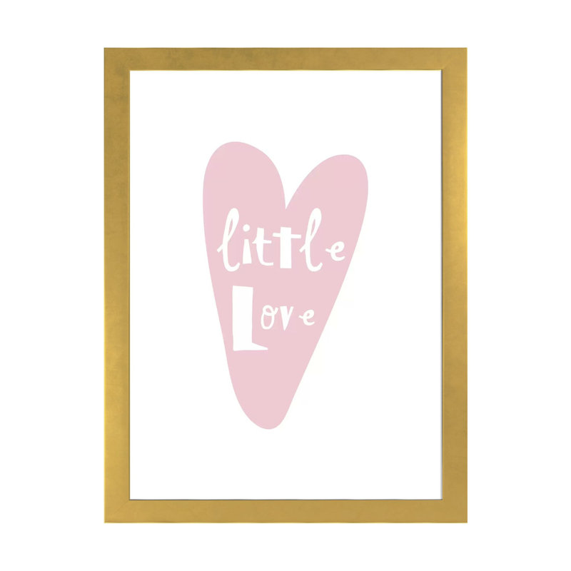 «Little Love Heart», reproduction d'art textuel, H 32 po x l 24 po x P 1 po, Papier encadré doré, Blanc
