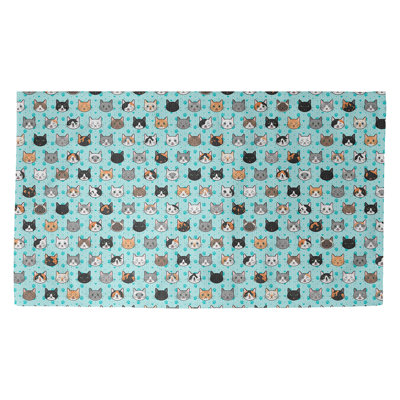 Tapis bleu/bleu/noir kitty chat Avicia